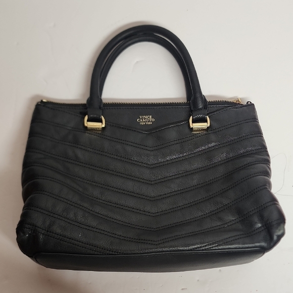 Vince Camuto Handbags - Vince Camuto New York Black Quilted Leather bag gold hardware Classy Minimalist